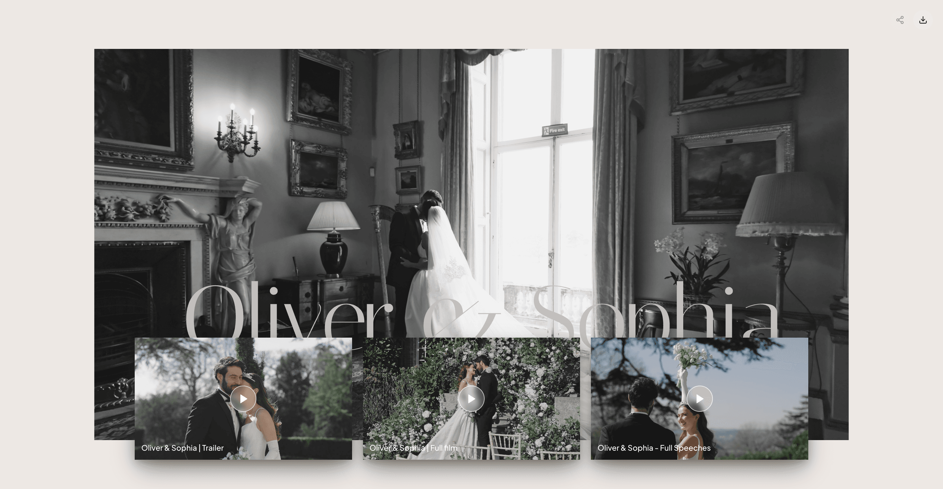 Oliver and Sophia wedding film gallery on Vyredo