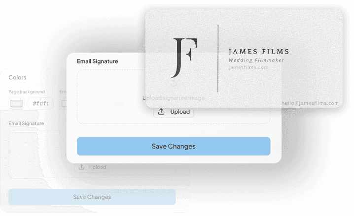 Vyredo branded email template and signature for wedding film gallery delivery