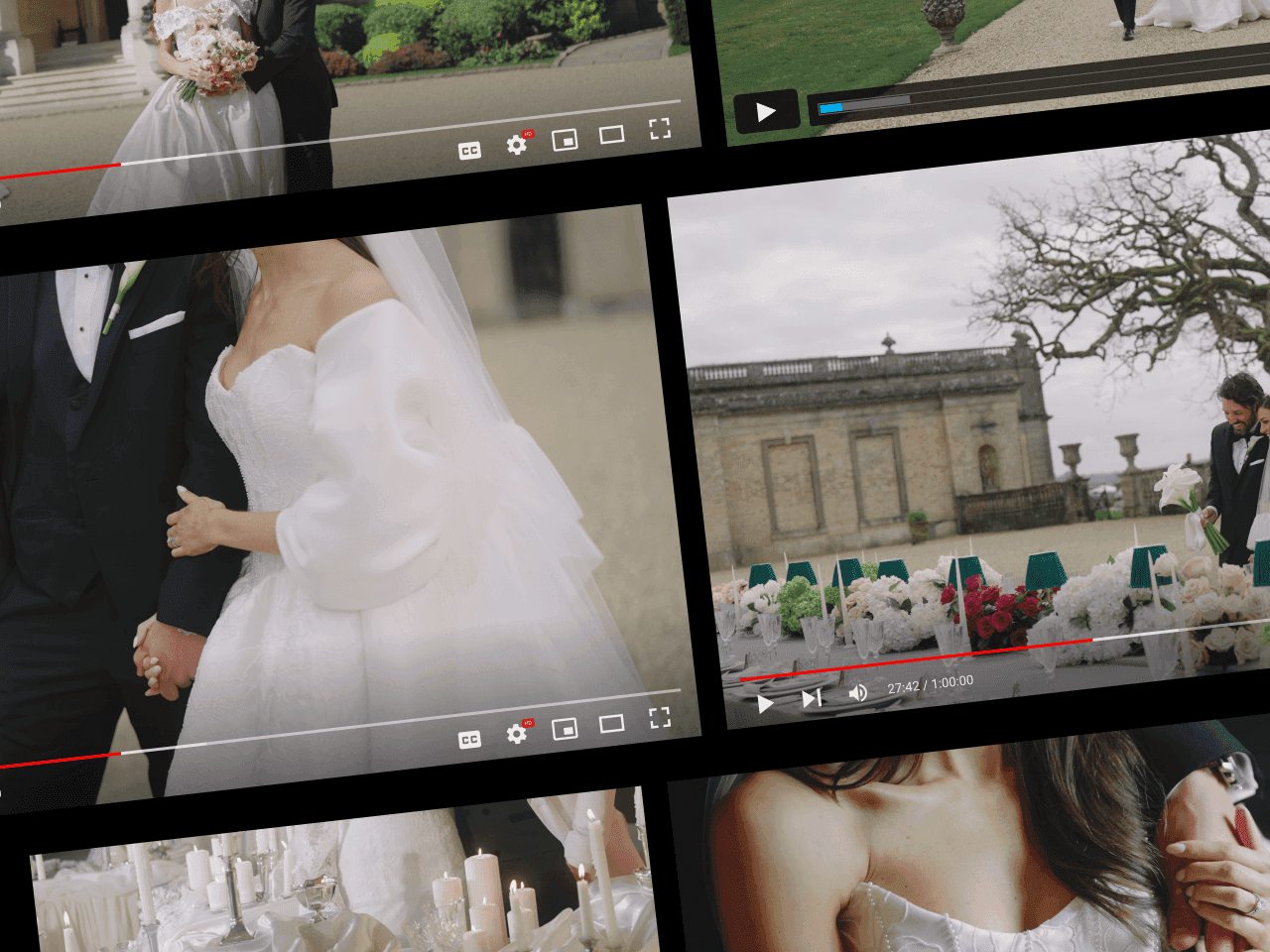 Video YouTube e Vimeo incorporato in una galleria Vyredo per film di matrimonio