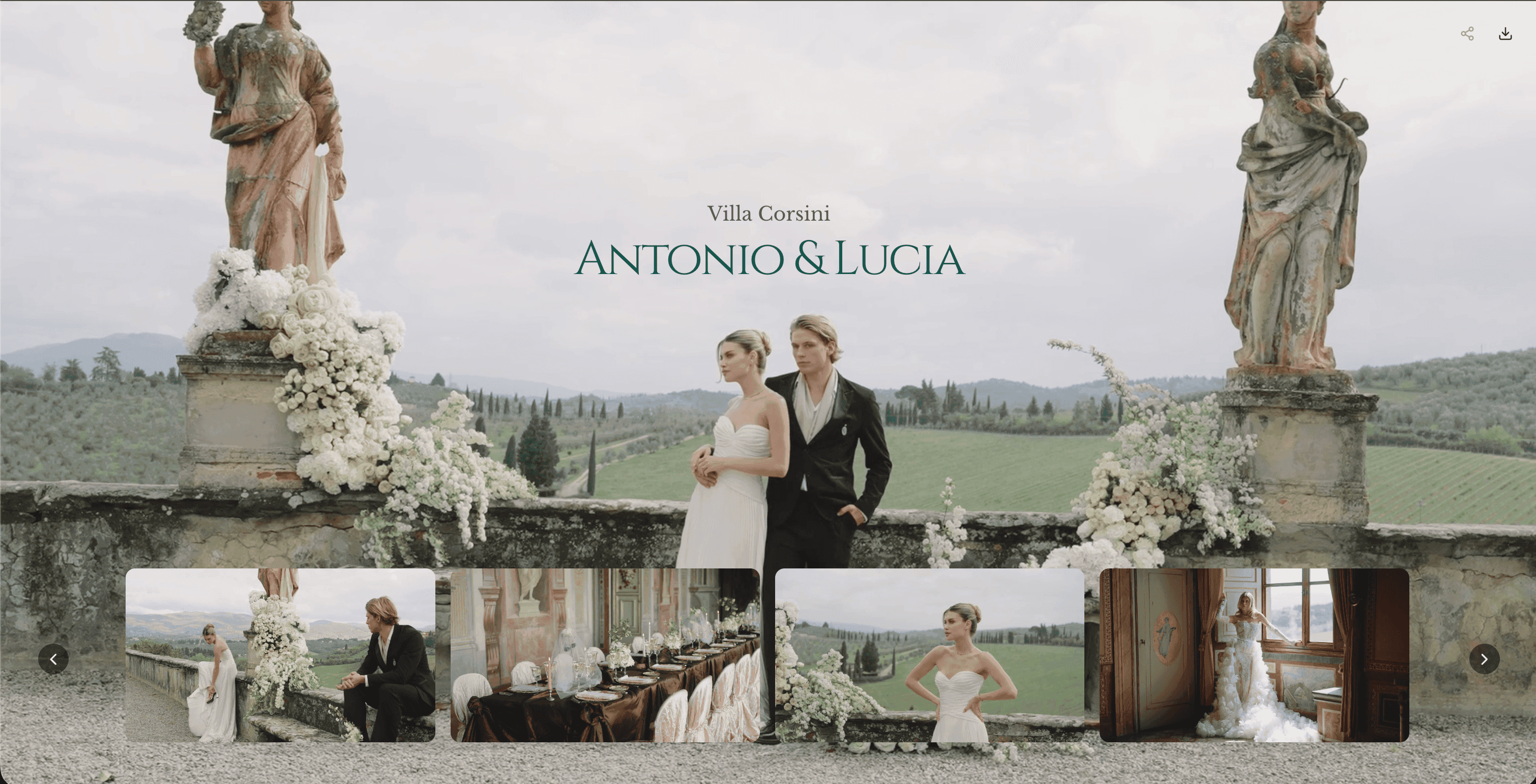 Vyredo wedding gallery layout for Antonio and Lucia